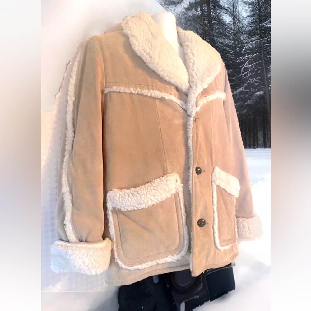 🧥WEATHER JACK🧥VTG 70’s SUEDE LEATHER FAUX SHEARLING WESTERN RANCHERS FIELD COAT
